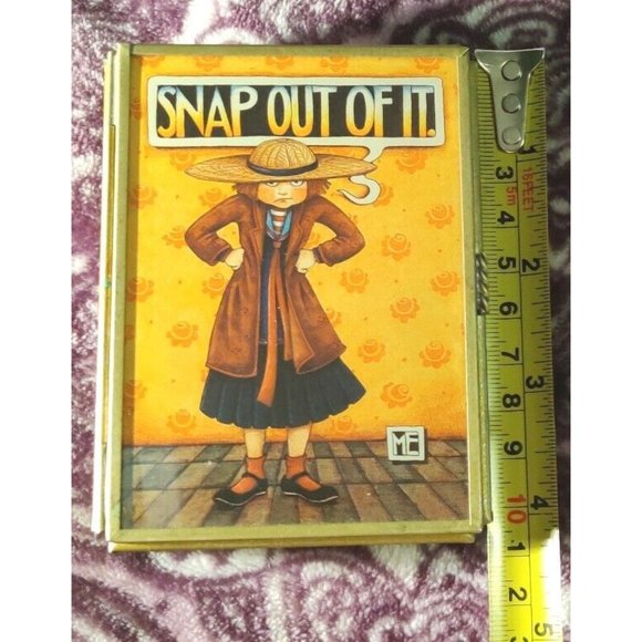 MARY ENGELBREIT SNAP OUT OF IT TRINKET, GLASS & METAL JEWELRY KEEPSAKE CARD BOX - Picture 8 of 10